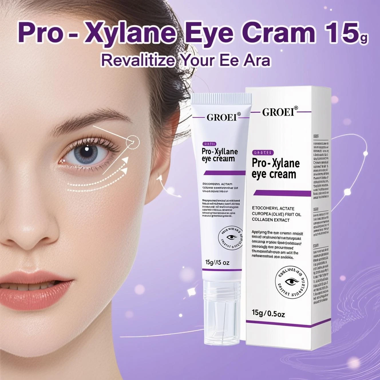 Pro-Xylane Eye Active Cream 15g - Reduce las ojeras y la hinchazón, hidrata y suaviza las líneas finas, con fórmula de ácido hialurónico