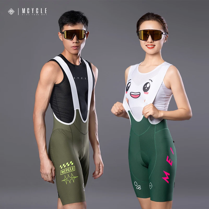 Mcycle New Design Cycling Bib Shorts Colorful Logo Bicycle Bib Breathable Padded Bicycle Shorts High-Waisted Unisex Cycling Bib