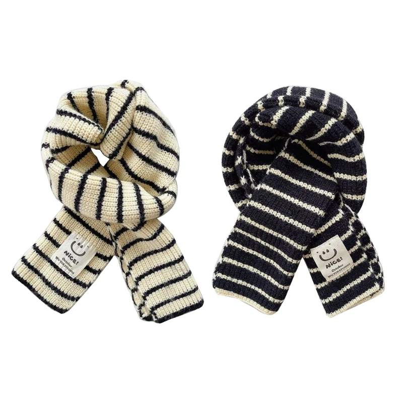 Multi functional Kids Scarf Children Neck Scarves Stylish Soft Neckwear with Stripe Pattern for Winter Outdoor Activity