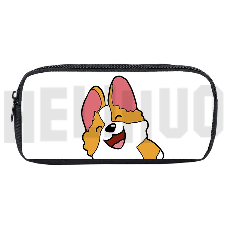 Welsh Corgi Pembroke Pencil case Women Cute Cartoon Korgi Make Up Box Storage Girls hand bags Gifts Stationery Pet Dog Pen box