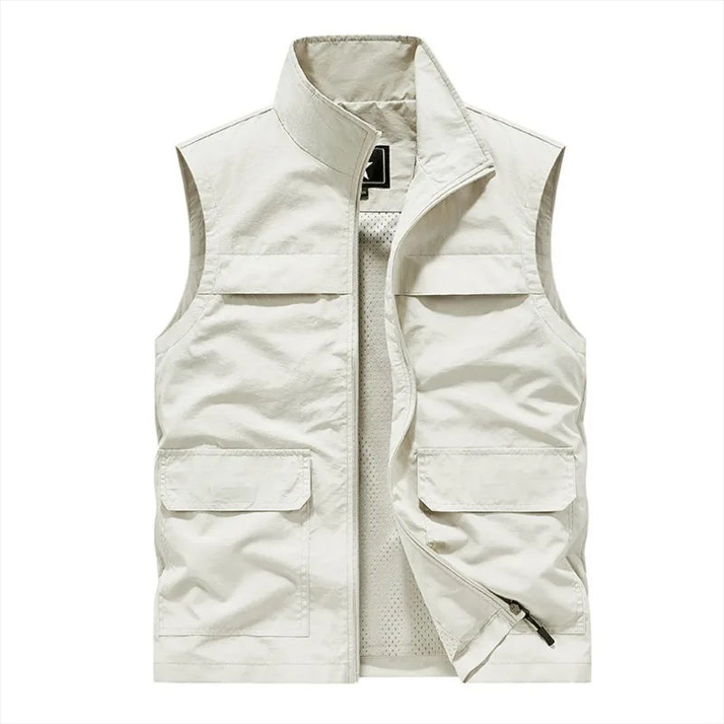 New Fashion Men Summer Mesh Thin Vests Coats Outdoor hidden pockets Sleeveless Jackets Men Breathable Quick-drying Waistcoats 6