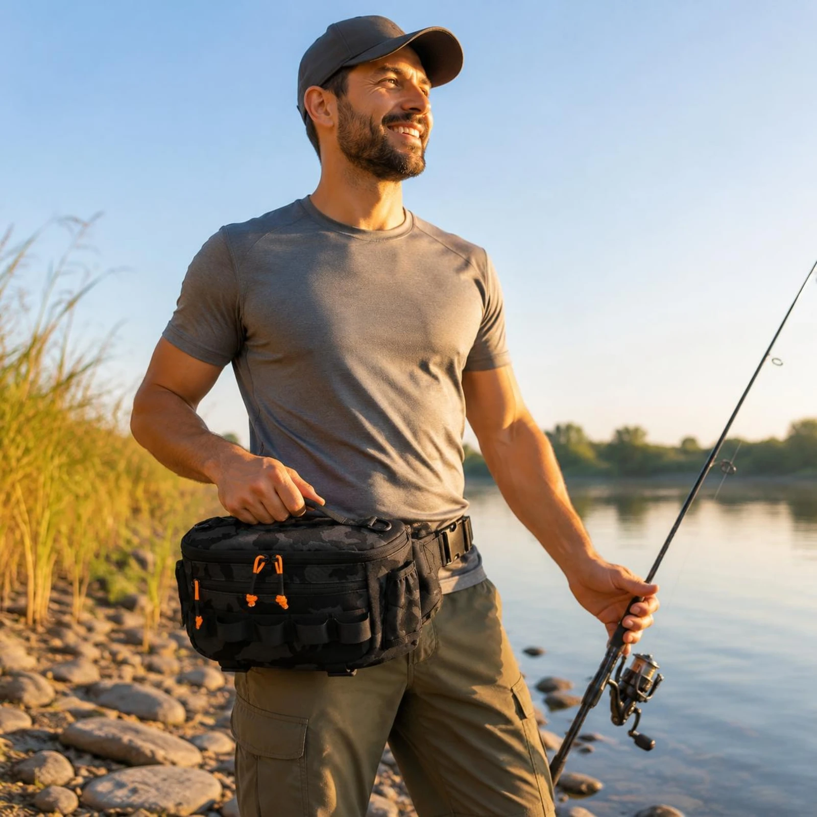 Lure Bag Large Capacity Fishing Waist Pack Crossbody Fishing Bag Adjustable Strap Outdoor Gear Hands Unrestricted for Anglers
