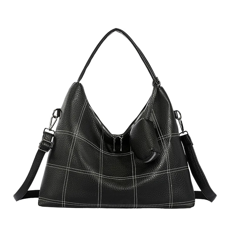 Autumn and Winter New Large-Capacity Tote Bag for Women, Casual and Versatile Pu Soft Leather Shoulder Crossbody Bag, Suitable for Commuting and Class, Comes with a Small Coin Purse