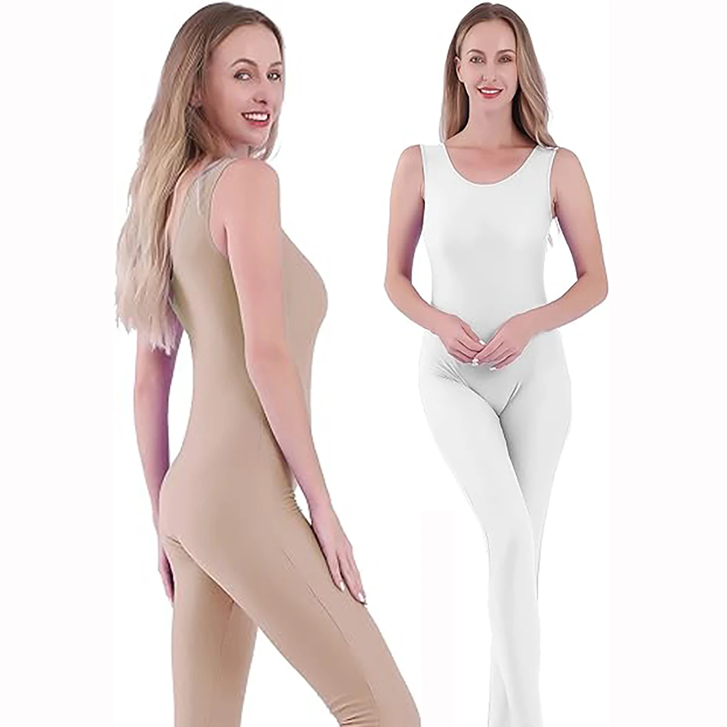 AOYLISEY femmes noir réservoir danse Unitard sans manches une pièce combinaison pleine longueur entraînement Ballet gymnastique body Costumes