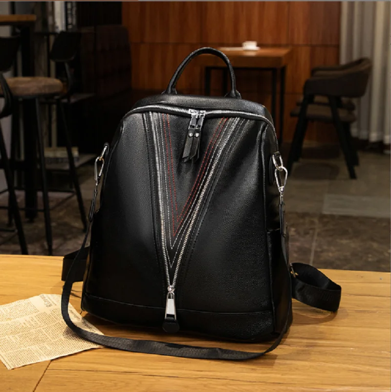 Wysokiej jakości skórzane plecaki podróżne damskie 2026, duże, z podwójnym zamkiem, torby na ramię, torby typu tote, torby na laptopa, torby szkolne.