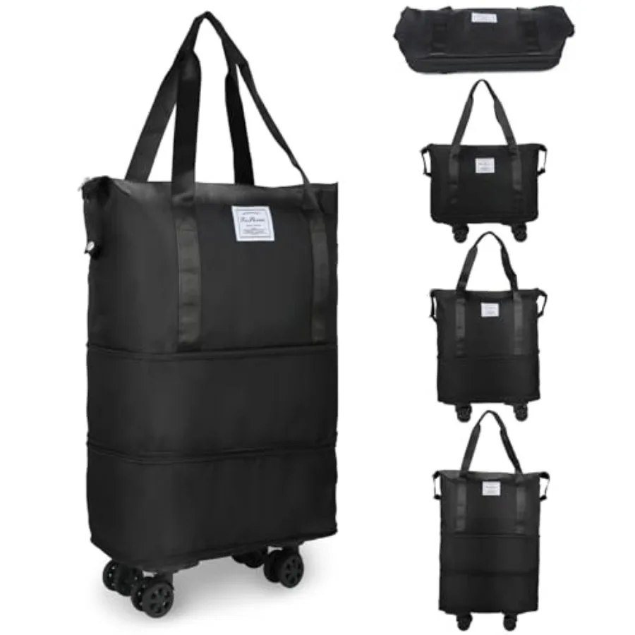 

Rolling Duffle Bag with Wheels, Expandable Foldable Duffle Bag for Travel, Rolling Under Seat Luggage Carry on Duffel Bags, Whe