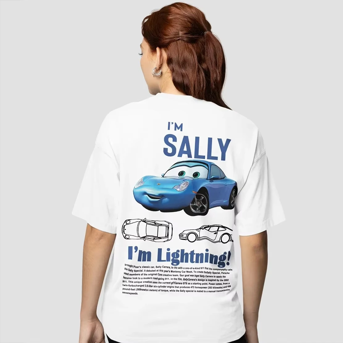 Family Summer Men Women's Sally I'm Lightning Cars Mcqueen Graphic T Shirts Accessories Funny Cotton Couple Top kids Tee Clothes image 3