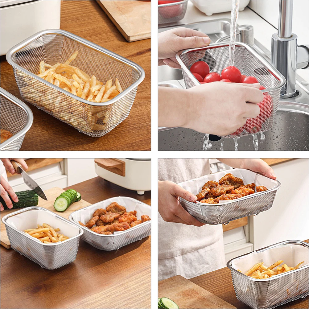 

Stainless Steel Frying Basket Strainer for Kitchen Cooking Fryer Tool Easy Clean Home Bar Cafe Restaurant