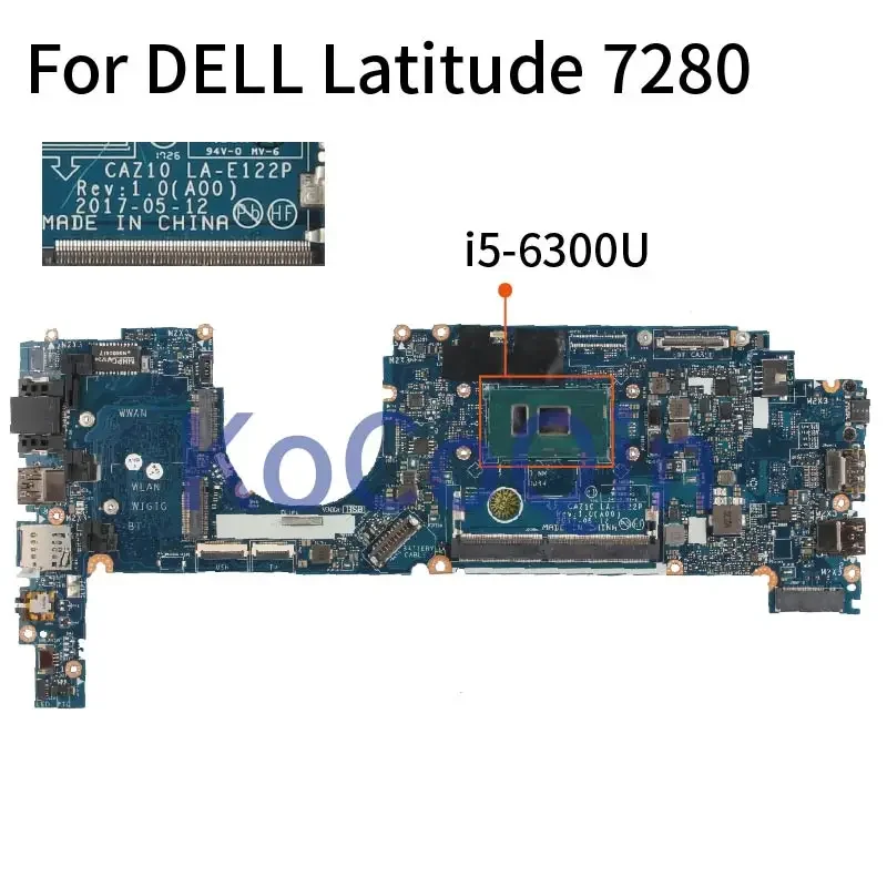 For DELL Latitude E7280 7280 Laptop Motherboard I5-6300U CN-09PJNK 09PJNK CAZ10 LA-E122P SR2F0 DDR4 Notebook Mainboard Tested