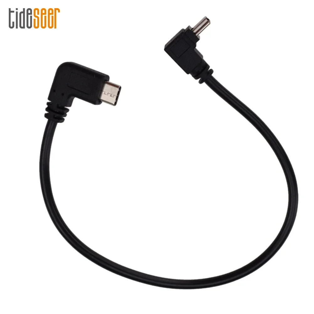 

100pcs Black 90 Degree Angle Mini USB 5Pin Male to USB-C 3.1 Type C Male Charge OTG Adapter Lead Data Charging Cable