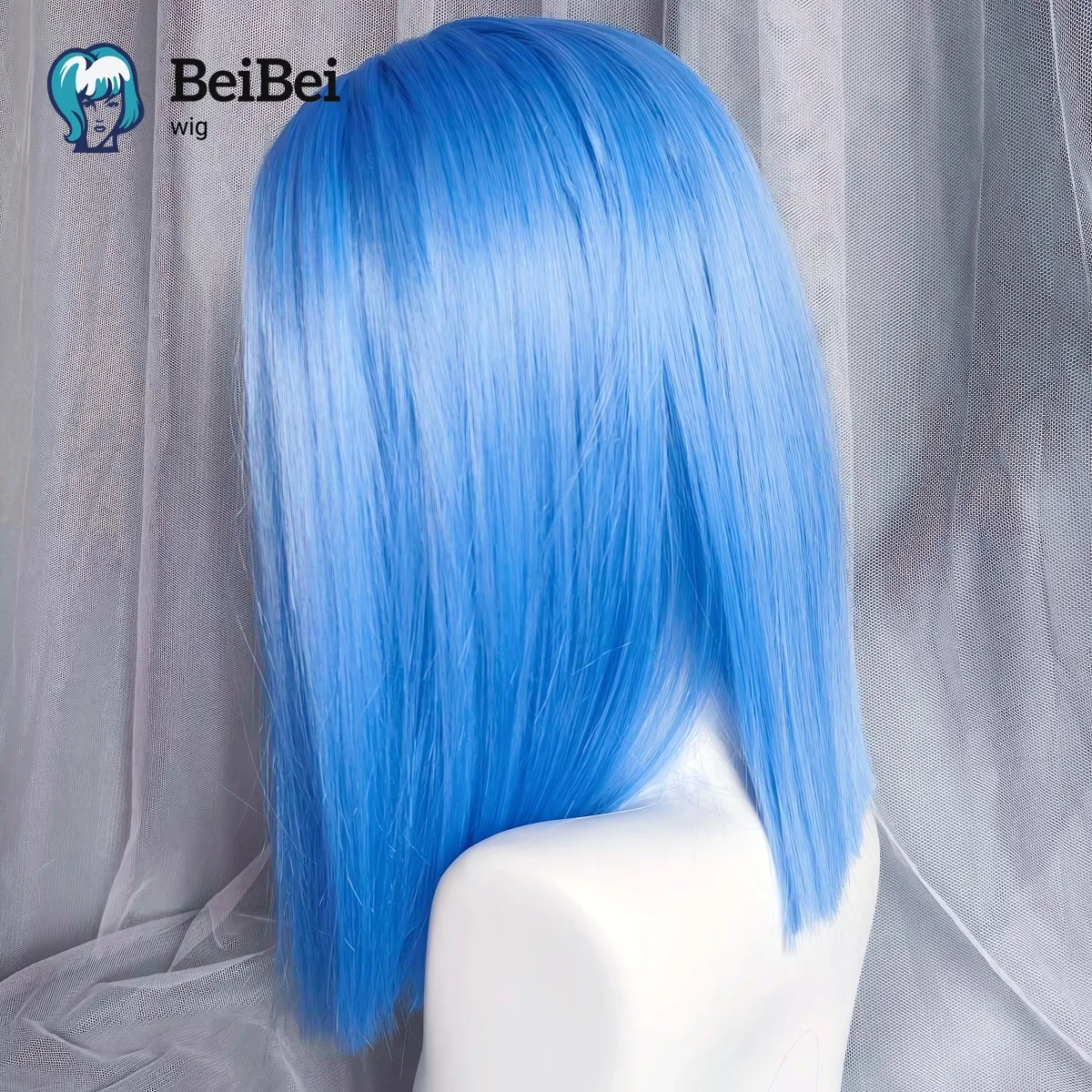 Short Blue Wig for Women 14inch Shoulder Straight Hair Wig Middle Part 4*1 Lace Frontal Synthetic Wigs High Quality for Cosplay