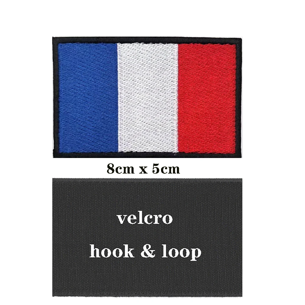 1PC France National Flag Armband Embroidered Patch Hook & Loop Or Iron On Embroidery  Badge Cloth Military Moral Stripe