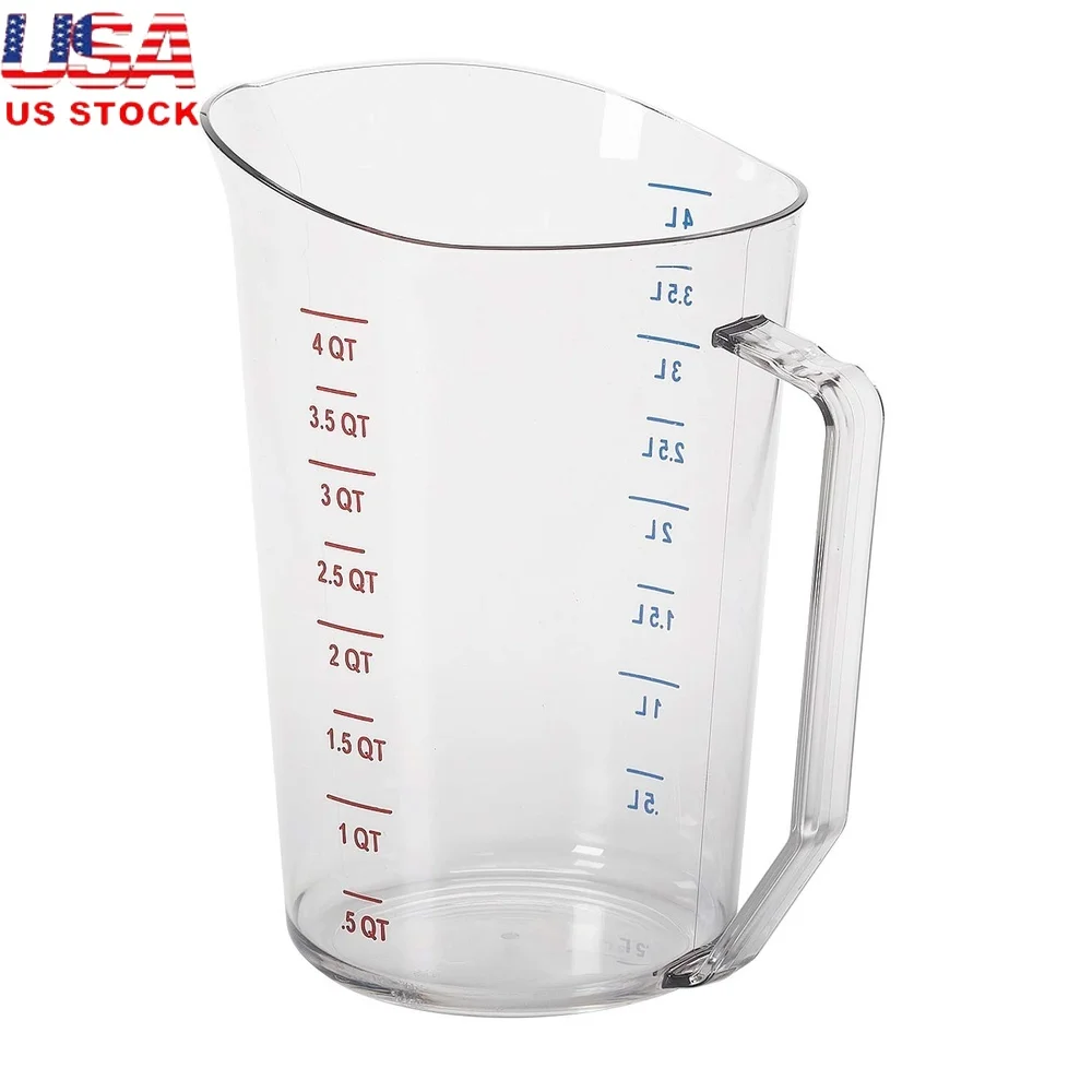 

4-литровый прозрачный пластиковый мерный стакан для жидкости, кухонный инструмент, кулинария, выпечка, подготовка еды, прочный мерный стаканчик