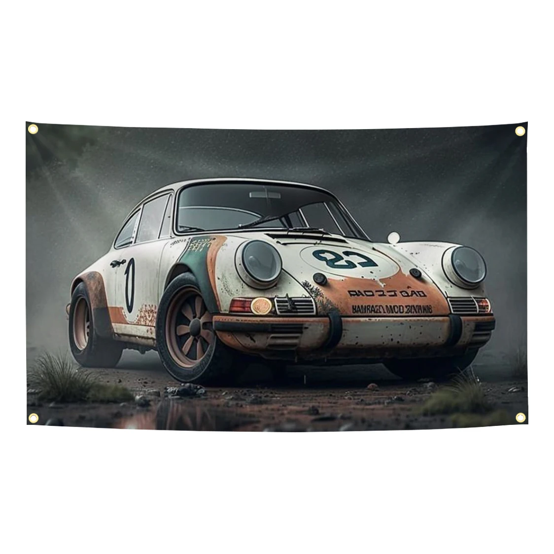 90x150cm Vintage Pors Car Garage Illustration Racing Art Flag Tapestry Polyester Printing Banner for Garage Wall Art Decoration