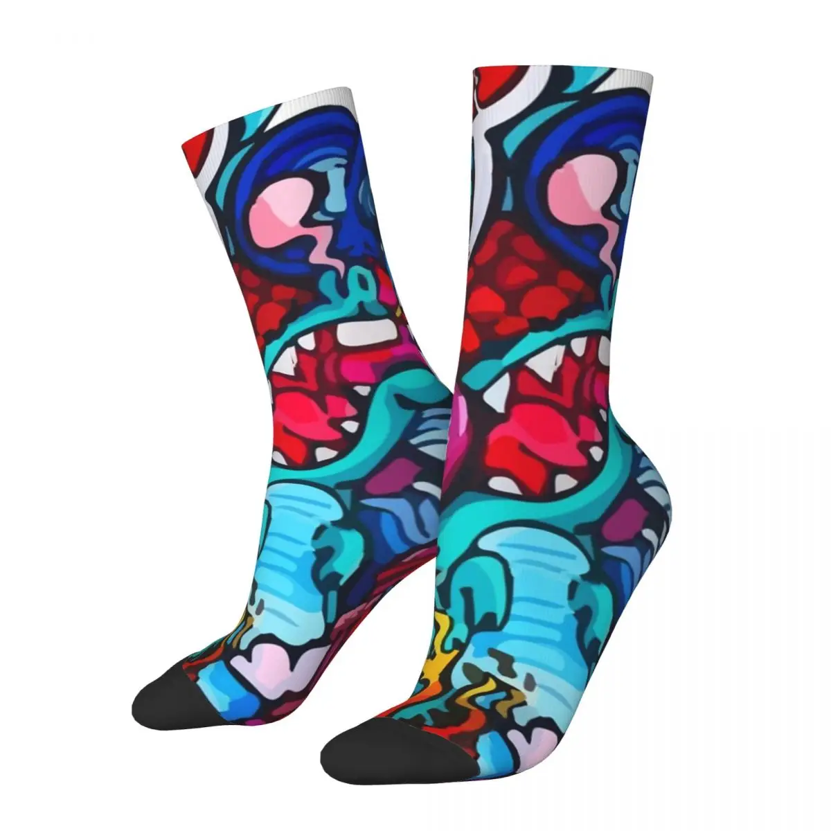 Funny Crazy Sock for Men Gawx Art Hip Hop Harajuku Doodle Art Happy Seamless Pattern Printed Boys Crew compression Sock