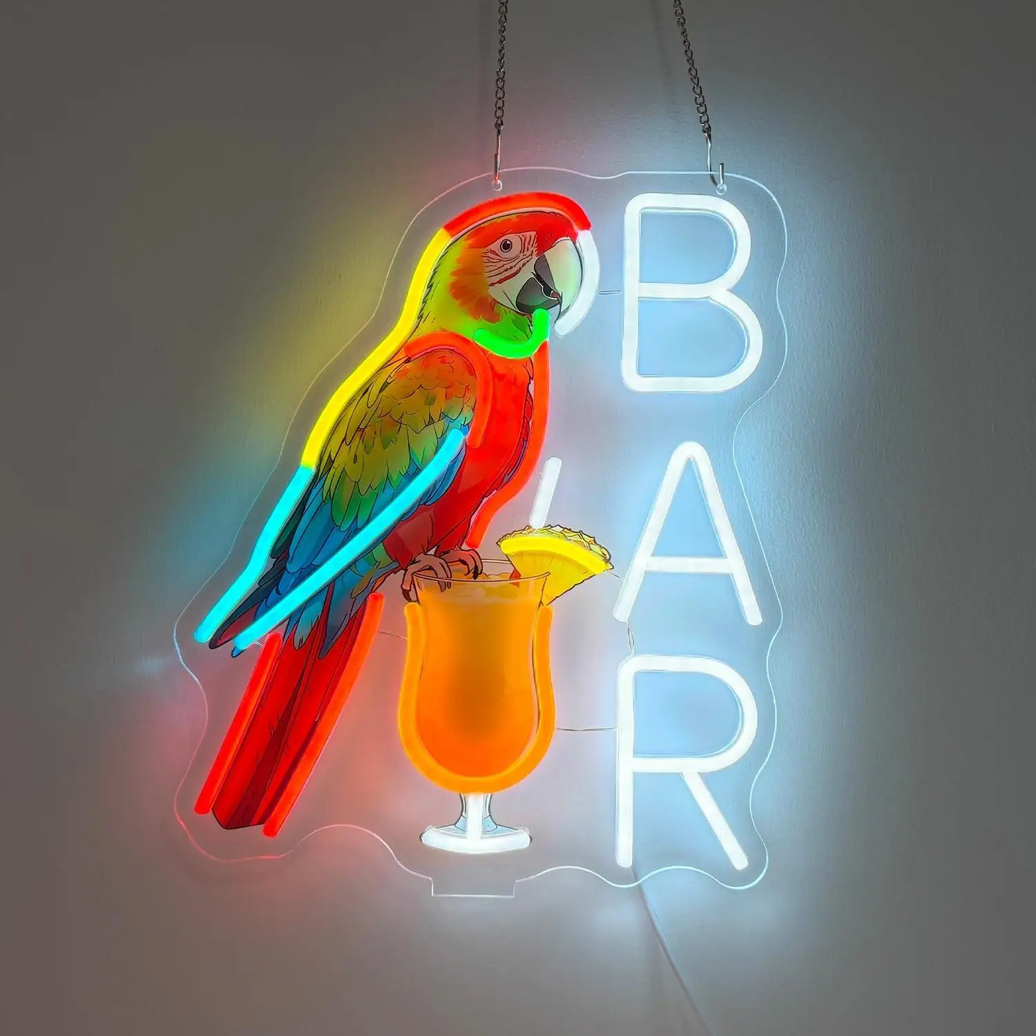

Parrot Neon Sign Cocktail LED Lights for Bedroom Dorm Garage Man Girls Cave Home Beer Tiki Bar Pub Decoration Business Bar Signs