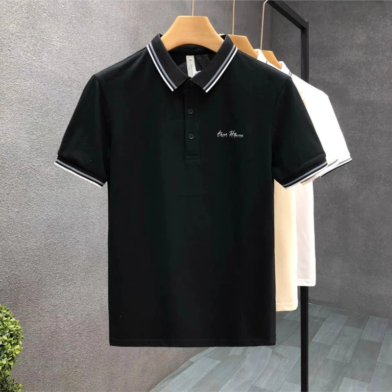 Designer-Inspired Men's Short Sleeve Polo Shirt Turn-Down Collar Business Casual Stylish Summer Wear