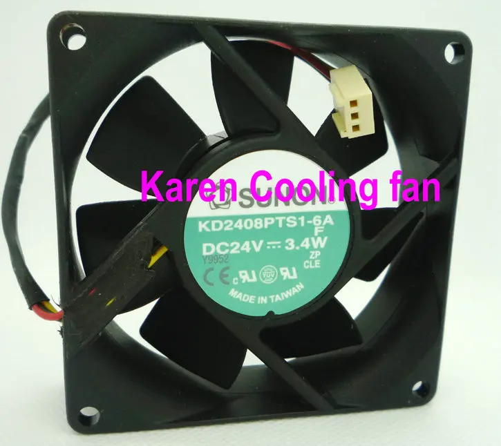 hzdo 8cm 8025 24v 3.4W KD2408PTS1-6A 3wire Cooling Fan