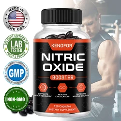 L-Arginine Nitric Oxide for Endurance Muscle Enhancement | Nitric Oxide Precursor Supplement for Men Vegetarian Capsules