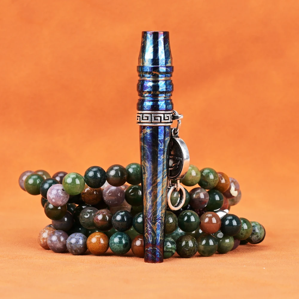 

Wolf Coolvape Arabic hookah mouthpiece stone wood bead chain titanium blue mouthpiece hookah ShiSha original mouthpiece