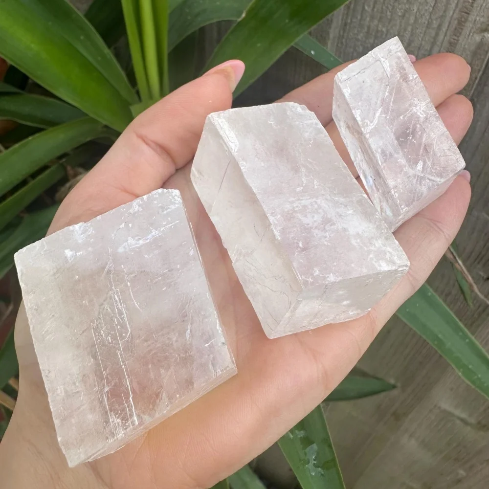 Iceland Spar Clear Optical Calcite Cube, Rough Transparency Calcite Specimen Natural Mineral Collecting for Home Decoration view 6
