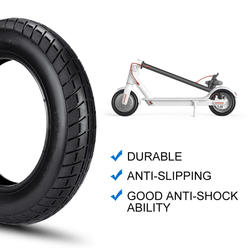 10 Inch Scooter Tire Rubber Tire Camera for Xiaomi M365 1S Pro Pro2 Mi 3 Electric Scooter Reinforced Stable-Proof Outer Tyre