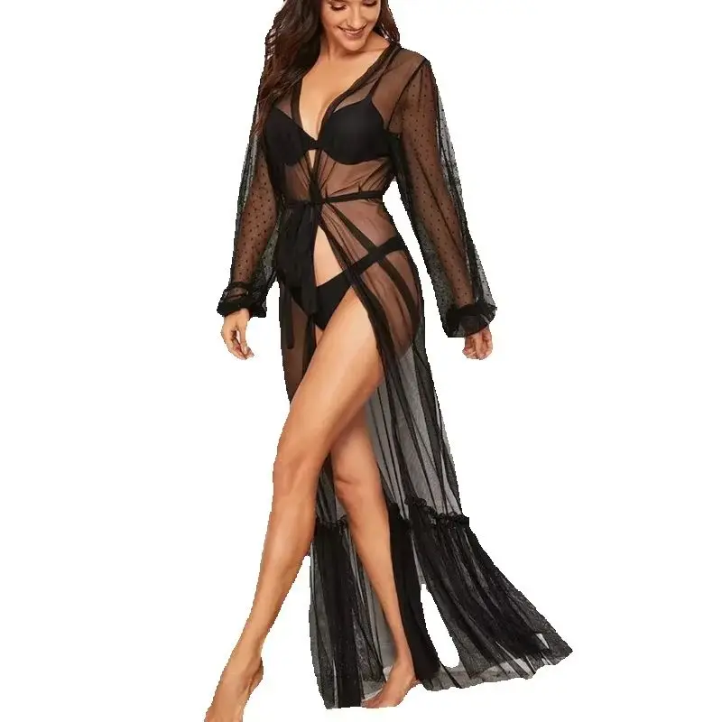 Sexy Lingerie Ladies Sexy Lingerie Black Lace Long Dress Long Robe Nightgown Woman Night Comfy Pajamas  Lingerie for Women