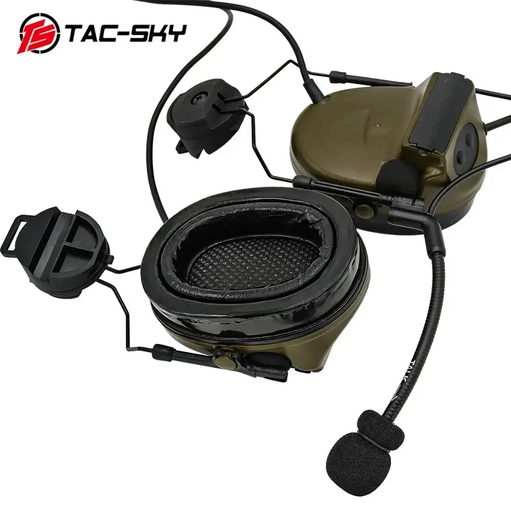 TAC-SKY C2 Tactical Headset Noise Reduction COMTAC Headset Airsoft Hooting Headphones with Tactical U94 Ptt for ARC Rail Helmet