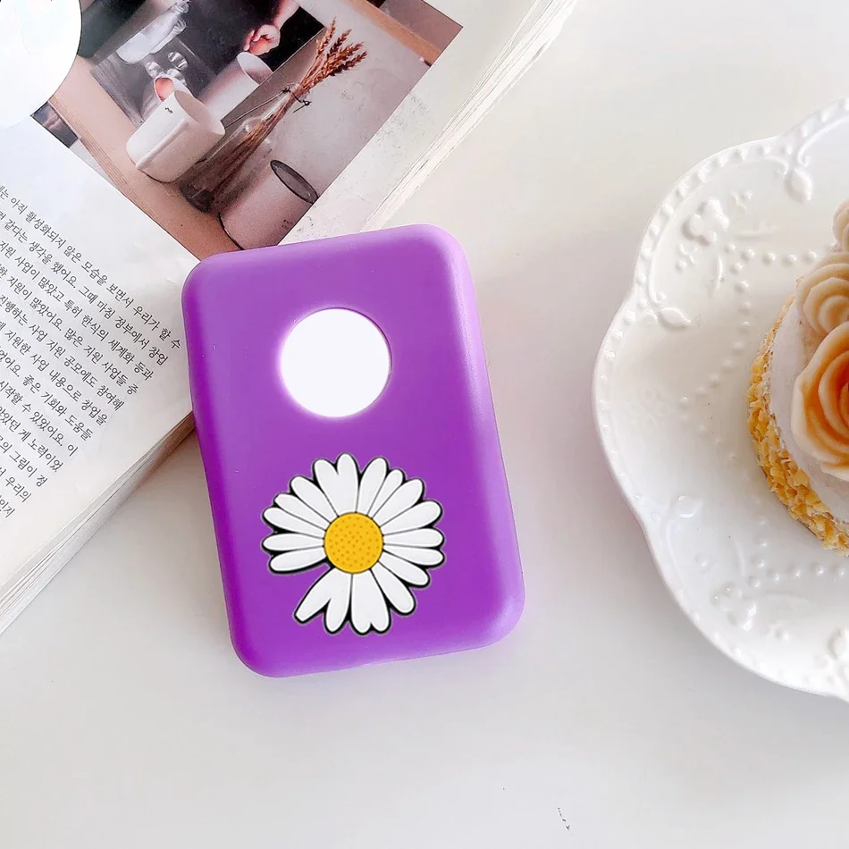 Cartoon Case For Magsafe Battery Pack Case Cute Korean flower For iPhone 12 13 Pro Max Wireless Charger shell TPU Protect Cover