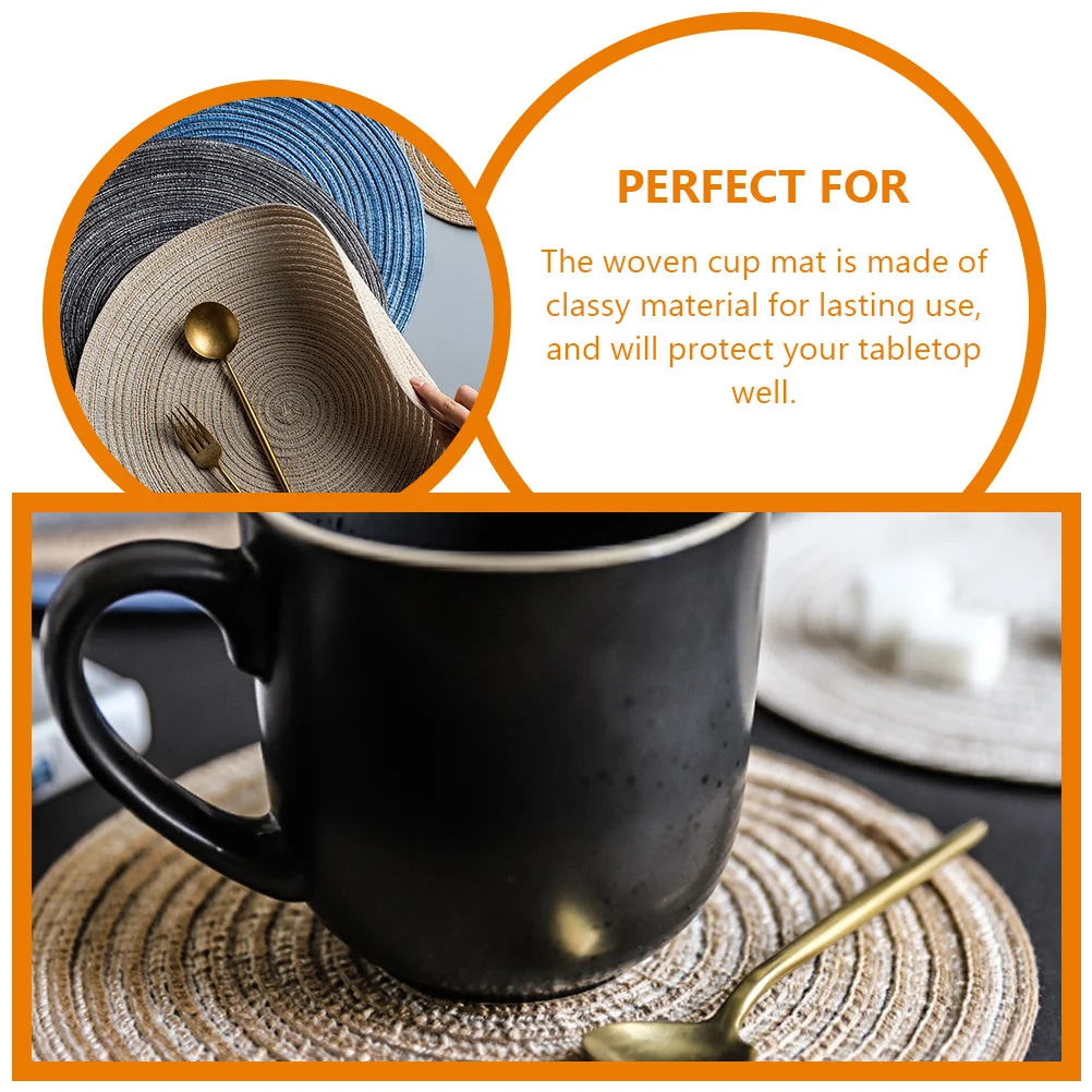 

8Pcs Dining Table Placemats Round Woven Coasters Heat Resistant Non Slip Protective Mat for Home Kitchen Round Woven Table Mat