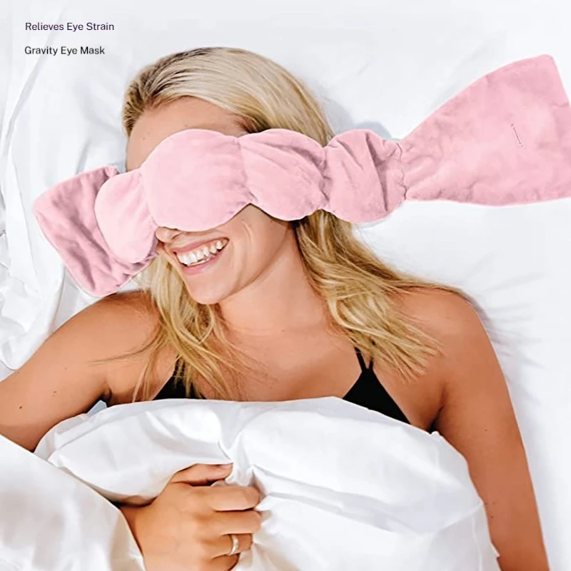 

Weighted Sleep Eye Mask Glass Microbeads Filled Ultra-Soft Light Blocking Deep Sleep Aid Soothe Tired Eyes for Home Travel