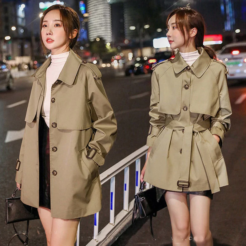 2022 Spring Autumn Trench Coat For Women Streetwear Turn-down Collar Double Breasted Overcoat Female Medium And Long Windbreaker