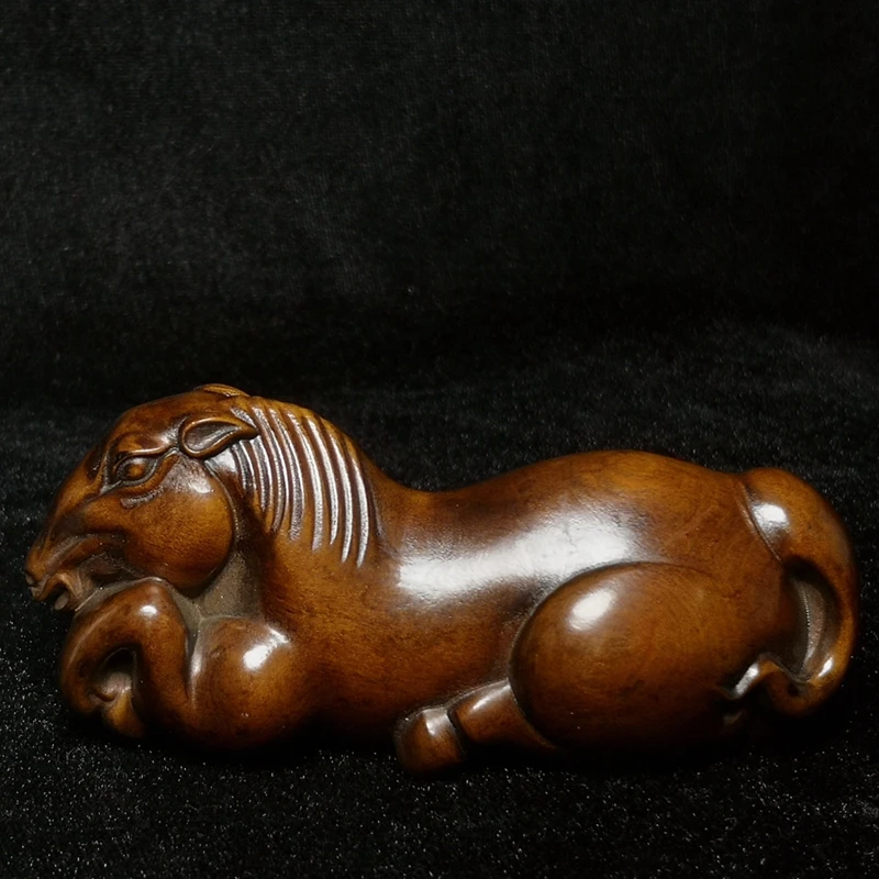 

YIZHU CULTUER ART L 9.8 CM Chinese boxwood hand carved Animal Horse Figure statue Decoration gift Collection