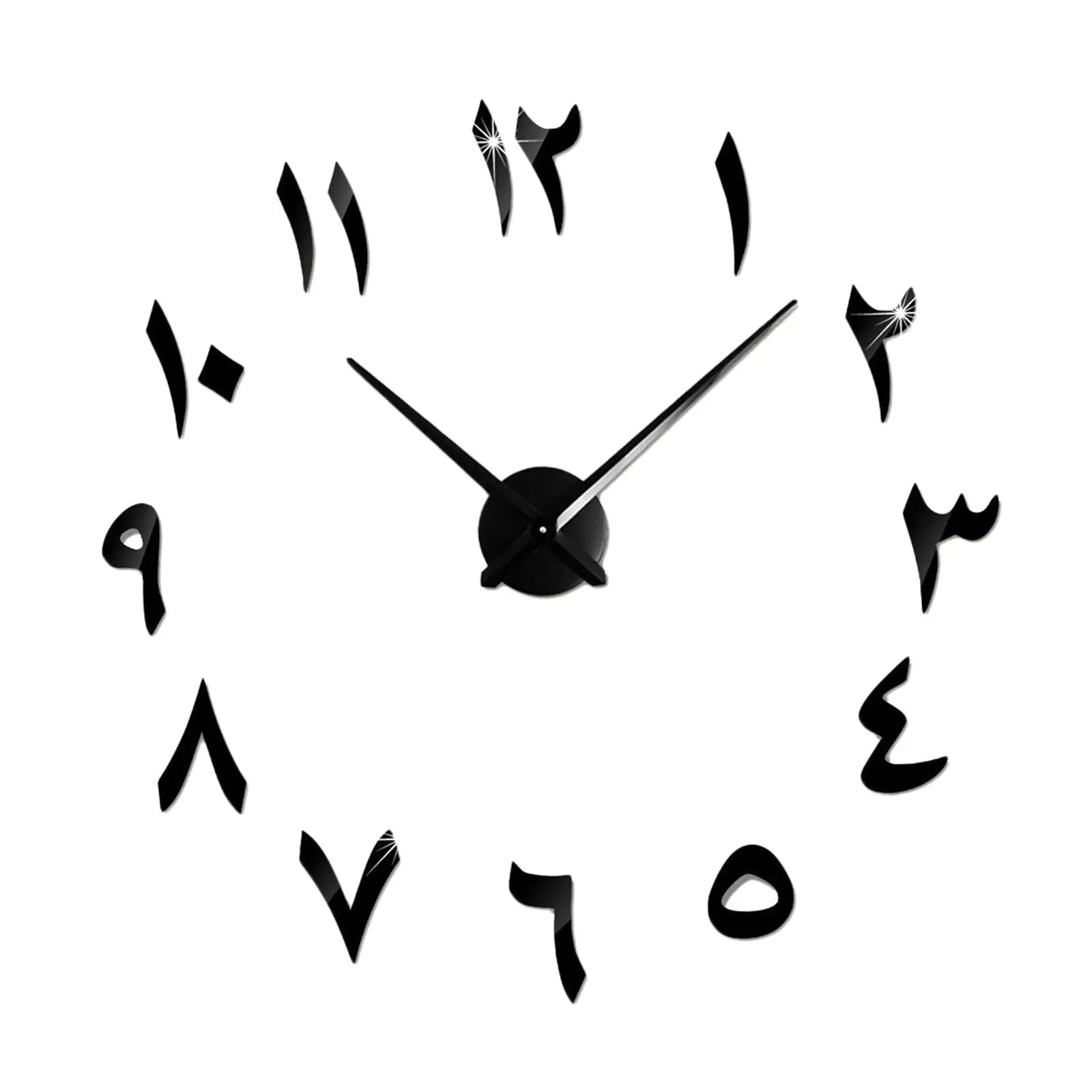 Creative Mirror Wall Clock DIY Silent Adjustable Modern Design for Bedroom Living Room Decor