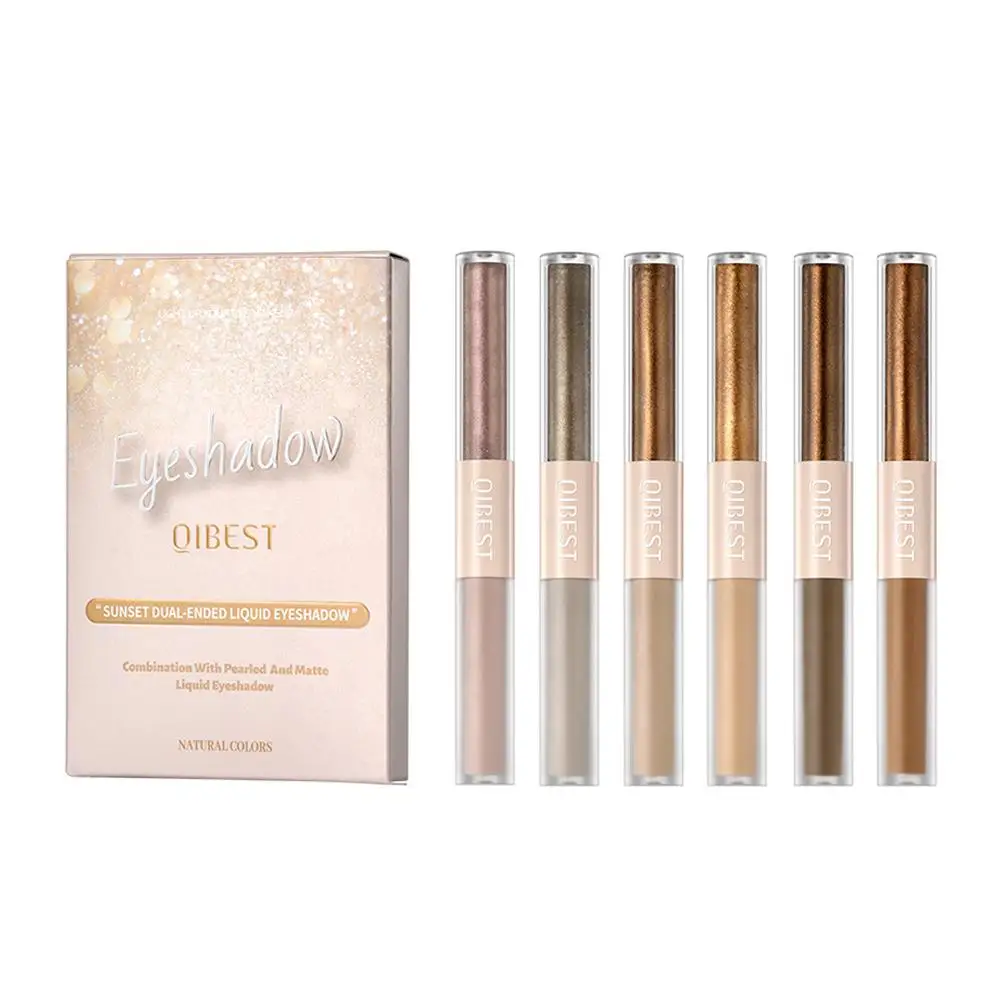 1 stücke Doppel Ende Flüssigen Lidschatten 2 In 1 Stick Bleistift Glitter Matte Lidschatten Make-Up Wasserdicht Bicolor Schimmer Frauen kosmetik