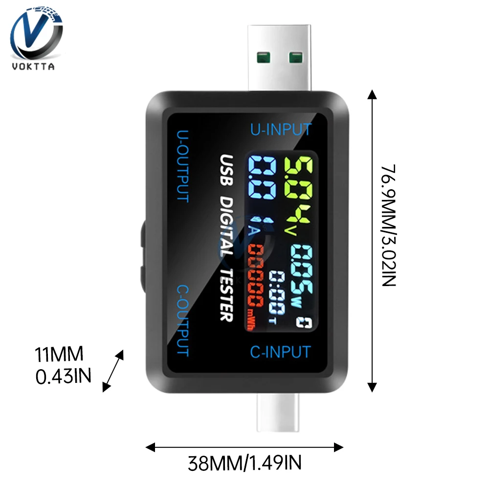 Imagem -06 - Digital Voltagem Atual Capacidade Tester Usb Voltímetro Amperímetro Detector Power Meter Monitor Carregador Indicador dc 4.536v
