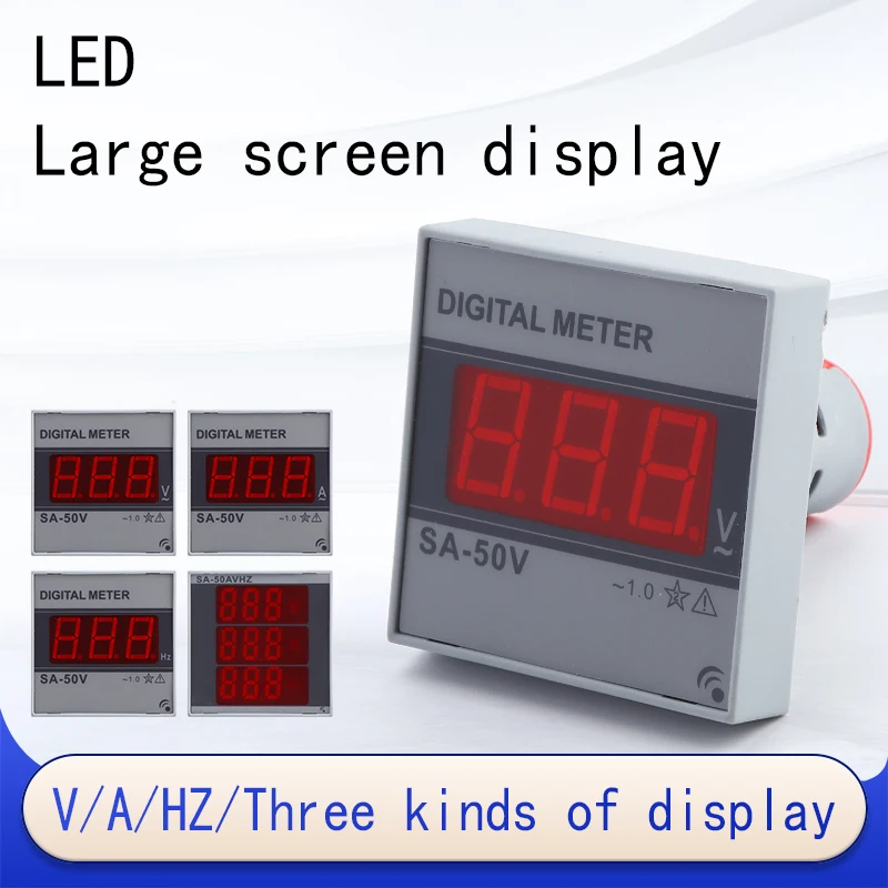 22mm large screen LED digital display voltmeter ammeter indicator light AC power signal light 50*50 frequency meter