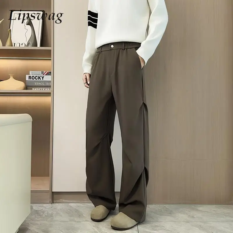 

2026 Spring Autumn Casual Pants Mens Solid Color Loose Straight Trousers Fashionable Draped Trousers Men Streetwear Cargo Pants