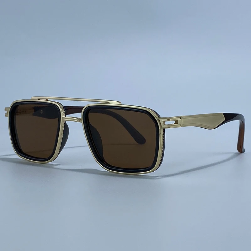 Steampunk Vintage Quadratische Sonnenbrille für Herren 2026 Luxusmarke Doppelbalken-Sonnenbrille für Männer Punk Metallrahmen Brillen UV400 Schutz – Detail 11