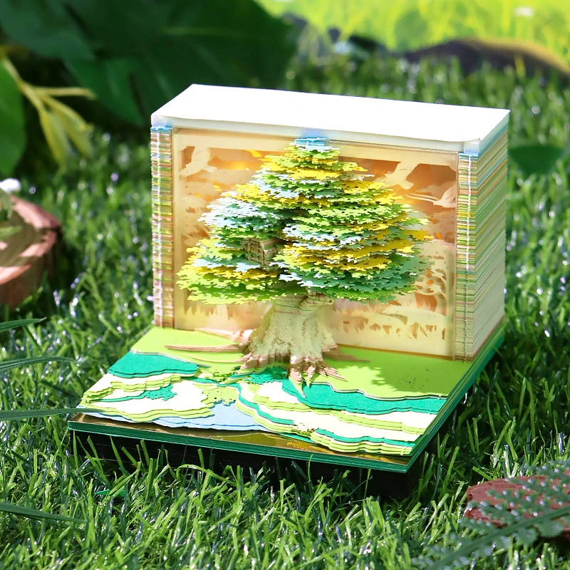 2025 Taiwan Calendar Tree House Paper Sculpture Calendar, Creative Gift, 3D Hollow Convenience Sticker