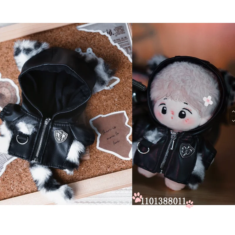 17cm Labubu Leather Jacket 10cm Cotton Doll Punk Style Jacket Vinyl Doll Changing Game Clothes Accessories