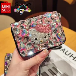 MINISO Hello Kitty New Diamond Card Holder Luxury Brand Fashion Women's Card Holder Multiple Card Slots Cartoon Cute Mini Wallet