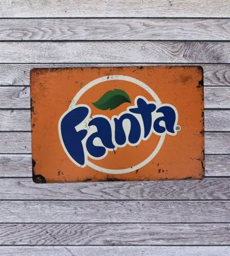 Fanta Vintage estilo estaño cartel de barra de Metal hombre cueva coleccionable nuevo-aluminio
