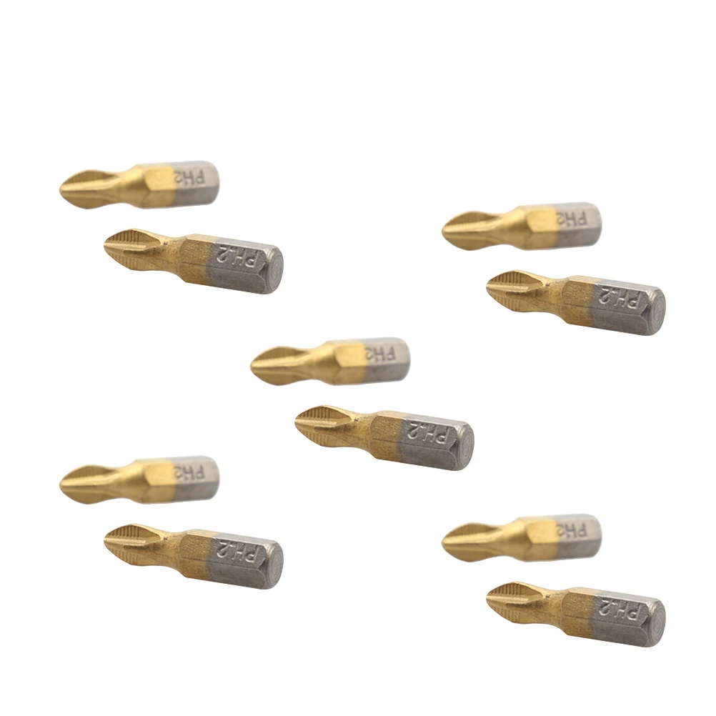 

10pcs 25Mm Ph2 Titanium Coated Screwdriver Bits Premium Alloy Steel Durable Long Lasting High Precision Anti Slip For