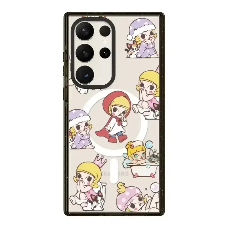 

Cartoon Doll Magnetic Black Border Acrylic Protective Case for Samsung Galaxy S24 S23 S22 Ultra S24+ S23+ S22 Plus Shell