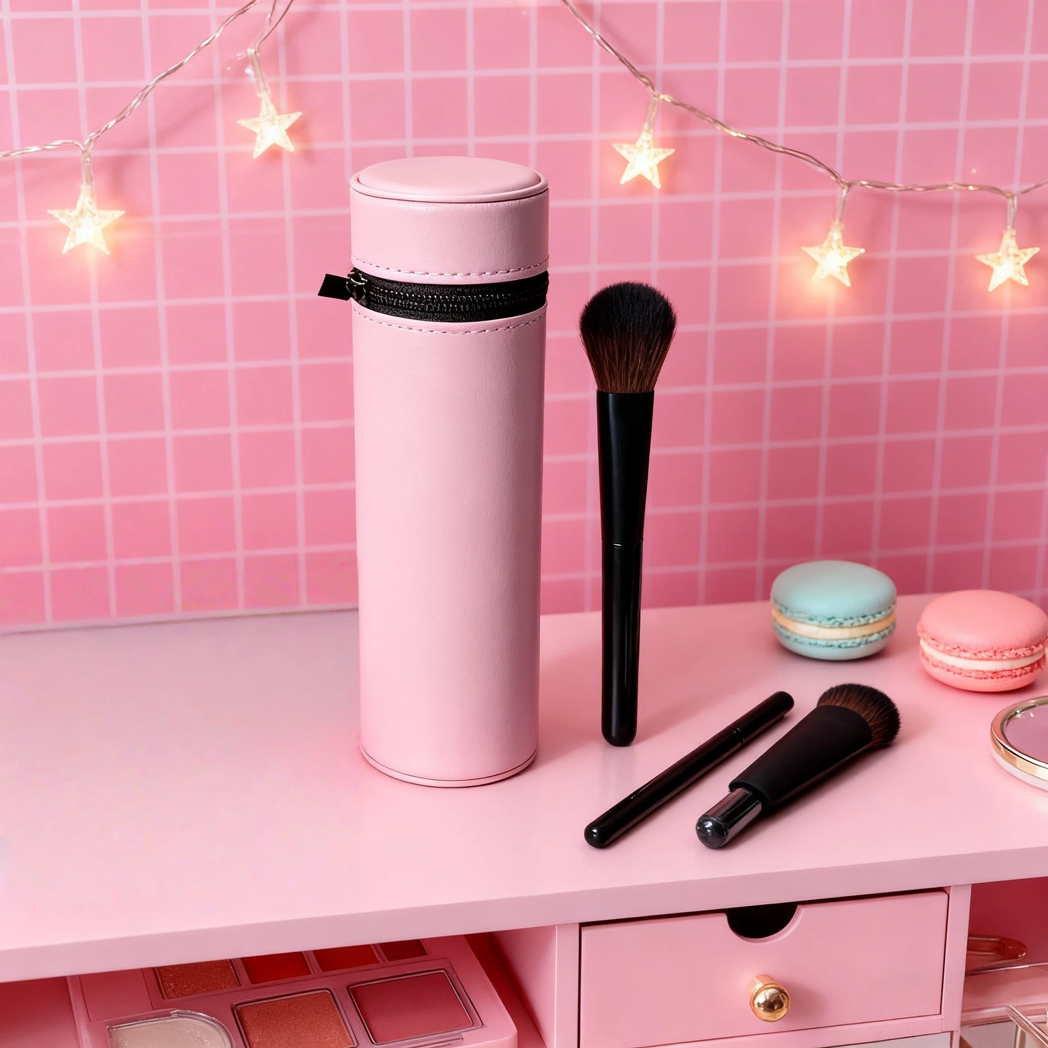 Reisetasche aus Kalbsleder, limitierte Auflage, Make-up-Pinsel-Set, luxuriöser Rougepinsel, Foundation-Pinsel mit doppeltem Verwendungszweck, Doppelkopf-Lidschattenpinsel