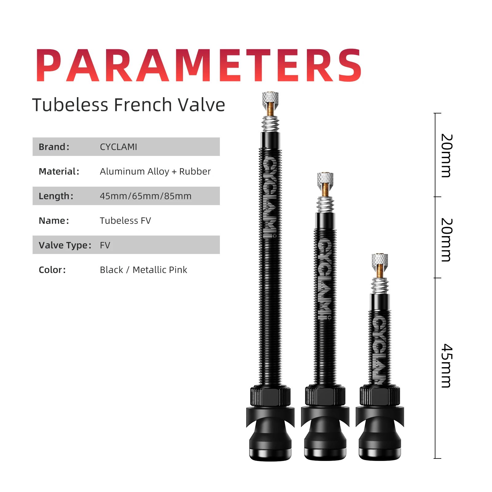 CYCLAMI 45 65 85 mm Tubeless Valves Bicycle Aluminum Alloy Presta Nipples Removable Core Air Valve For Road MTB Mountain Bike image 2