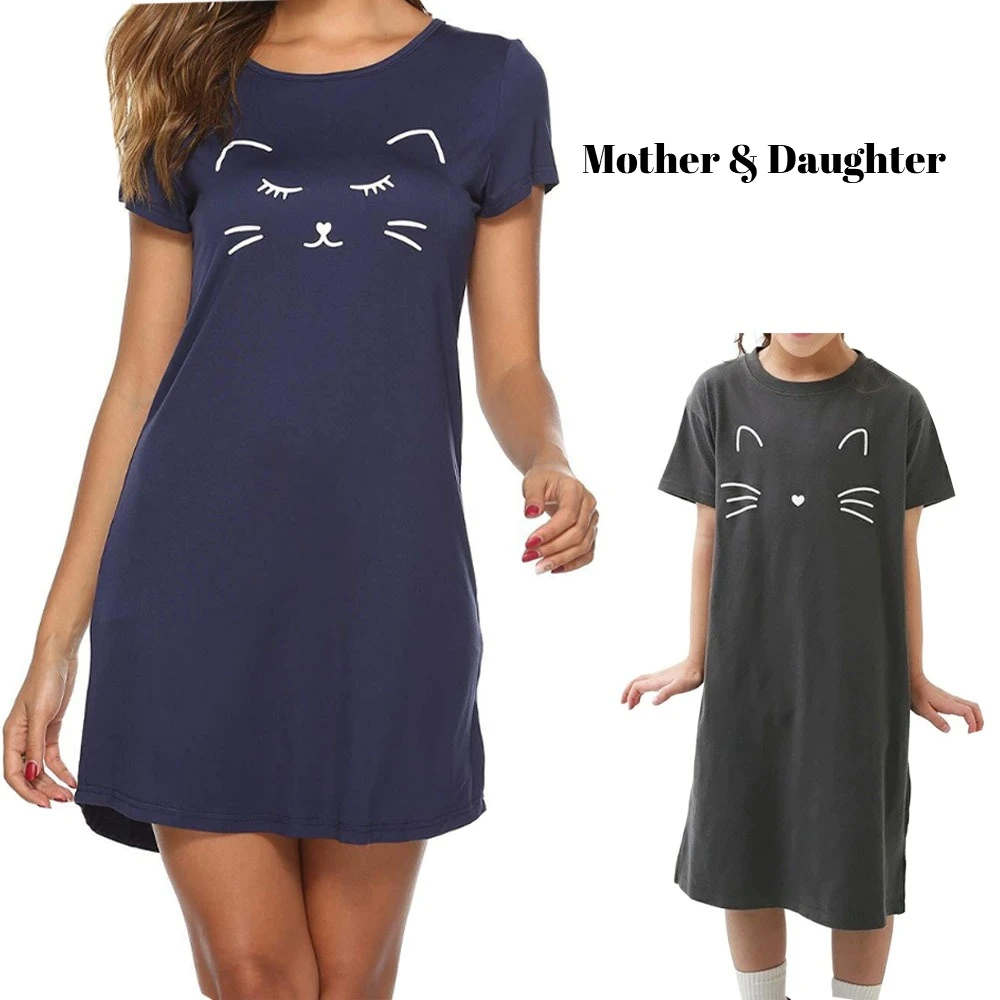 

Женская летняя ночная рубашка с принтом «Любовь», удобные пижамы с короткими рукавами, домашняя одежда, одежда для родителей и детей, одежда для мамы и дочки