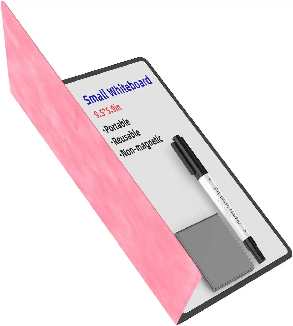 

Portable Small Whiteboard Dry Erase Board, Reusable Notebook Memo for Office Home Supplies Desk Accessories in Pink