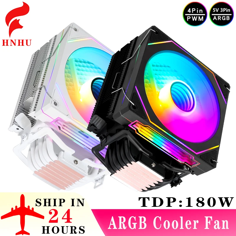 

HNHU PC Air-cooled 120mm Fan ARGB x79 x99 AM4 AM5 AMD Processor 4/6 Heat Pipe CPU Cooler Compatible LGA2011 2066 1200 115x 1700